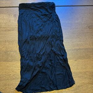 All Saints Black Ruched Midi Pencil Skirt